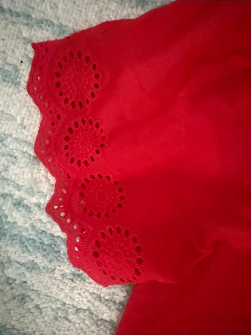 NOTATIONS Bright Red Eyelet Sleeve Short Sleeve Tee - Picture 3 of 3